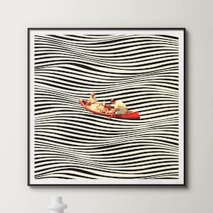 The Real Boat Trip | Opart Collage | Vintage Illustration | Premium Art | Framed Museum Quality Art Print | Surrealism | Optical Illusion