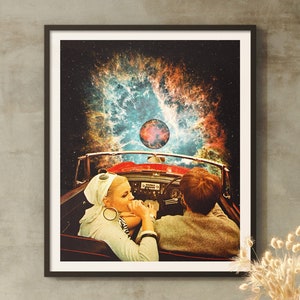 Space Riders | Retro Futuristic Collage Art | Sci-Fi Wall Art | Cosmic Vintage Wall Decor | Space Travel | Surrealist Art Print | Retro Art