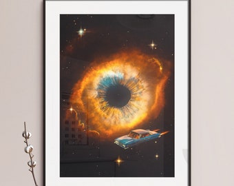 Retro Sci-Fi Art Print: Space Commuter Collage Poster