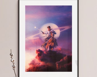Space Cowboy Art Print: Retro Futuristic Western Collage