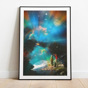 Space Rainbow | Retro Space Art | Vintage Collage | Sci-Fi Poster | Surreal Art | Retro Art | Cosmic Art | Surreal Poster | Wall Art Decor