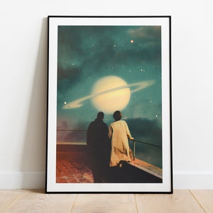Insieme per sempre / Spazio romantico / Poster collage / Arte galassia retrò / Futurismo retrò / Arte murale surrealista / Design eclettico / Decorazione murale