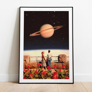 Space Love | Retro Futurism | Collage Art | Scifi Poster | Romantic Art | Space Travel Poster | Eclectic Artwork | Premium Poster | Wall Art