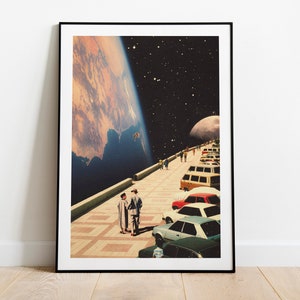 Space Promenade | Retro Futurism Art | Space Art | Vintage Collage | Sci-Fi Poster | Surreal Art | Sci-Fi | Cosmic Artwork | Wall Art Decor