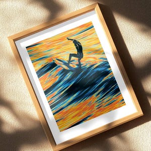 Surf's Up / Arte surreale / Poster di onde e surf / Illustrazione retrò / Avventura surreale vintage / Collage / Spiaggia estiva / Decorazione murale