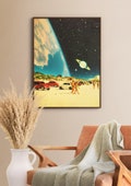 Galaxy Beach | Retro Futuristic Art | Space Design | Retro Sci-Fi Poster | Vintage Collage Art | Cosmic Art | Surreal Collage | Wall Decor