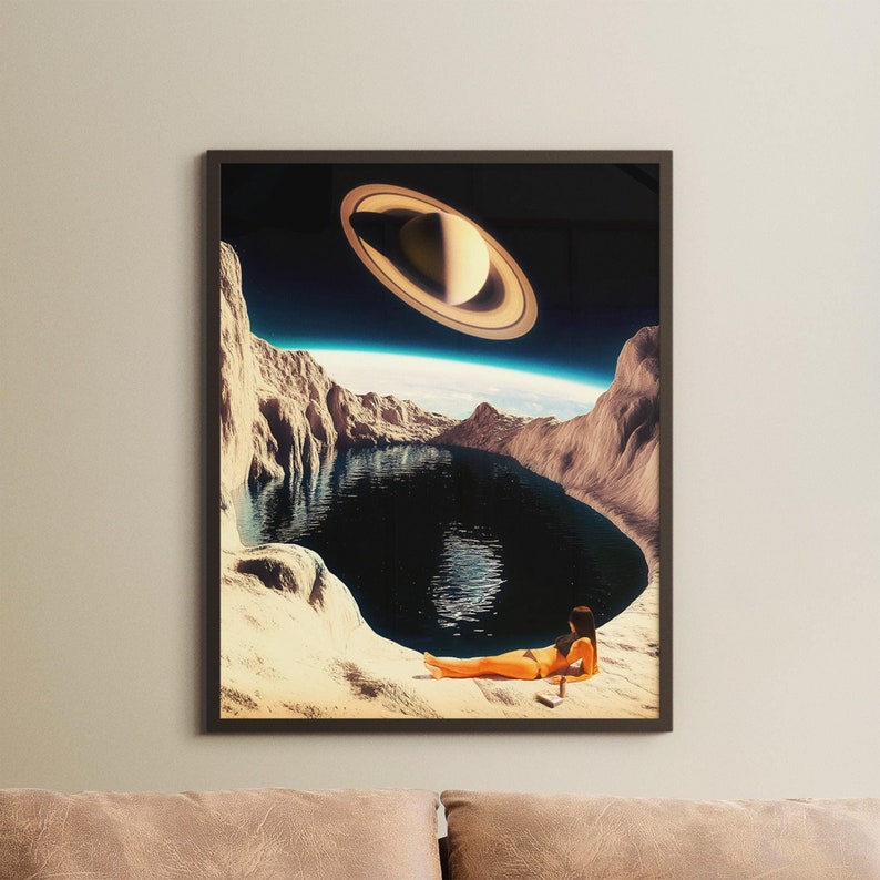 Retro Futurism Art Print: Moon Pool, Sci-fi Collage by Taudalpoi - Etsy