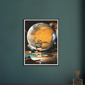 Space Hotel Art Print: Retro Futurism, Cosmic Sci-Fi Collage image 9