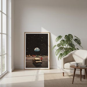 Missing Home - Retro Futurism Space Collage Art Print: Vintage Sci-Fi Wall Decor image 2