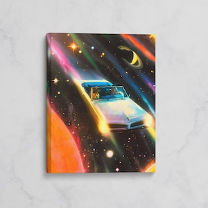 Space Rainbow Adventure | Canvas and Framed Canvas | Retro Futurism | Psychedelic Collage Art | Trippy Poster | Space Art | Cosmic Poster