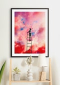 Cloud Painter | Colorful Surreal Poster | Cloudscape | Purple and Pink Art | Dreamy Design | Collage Art | Surrealism | Premium Wall Decor