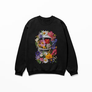Cosmic Bloom | Floral Astronaut Sweatshirt, Hoodie & Tee |  Space Helmet with Flowers Design | Surreal Gift, Cosmic Pullover, Streetwear