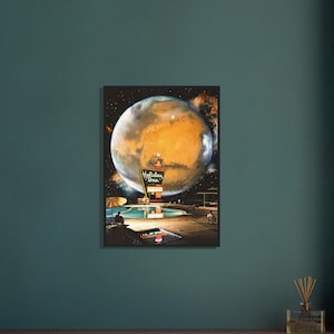 Space Hotel Art Print: Retro Futurism, Cosmic Sci-Fi Collage image 5