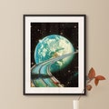 Highway Home | Sci-Fi Poster by Taudalpoi: Retro Space Art, Vintage Collage, Sci-Fi Poster, Surreal Art, Retro Art, Cosmic Art, Nasa Poster