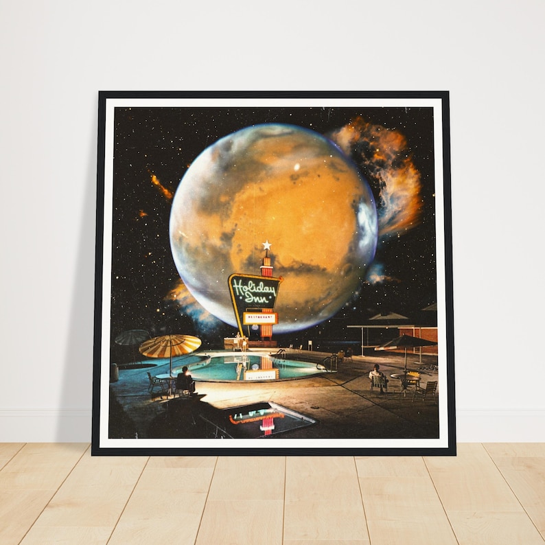 Space Hotel Art Print: Retro Futurism, Cosmic Sci-Fi Collage image 7
