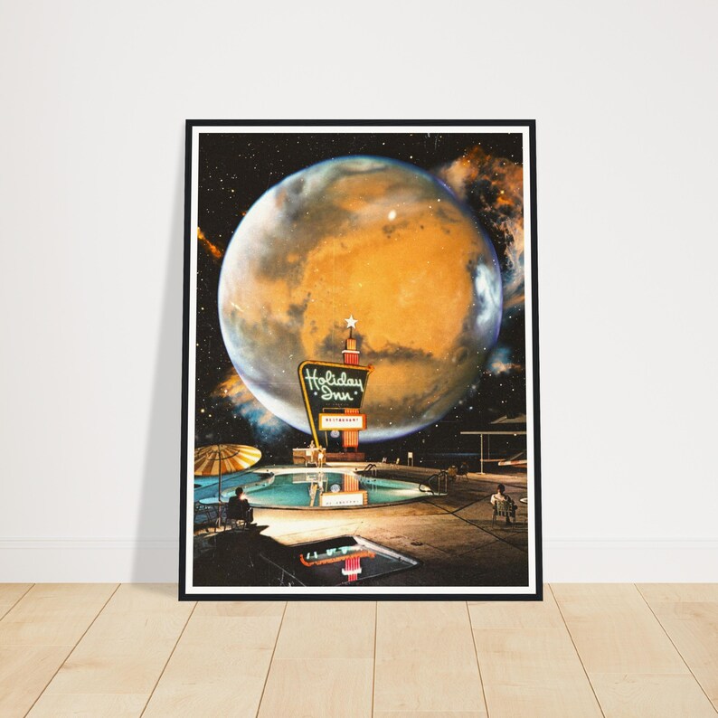 Space Hotel Art Print: Retro Futurism, Cosmic Sci-Fi Collage image 8