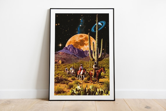 Poster for Sale avec l'œuvre « Collage rétro vintage de l'espace