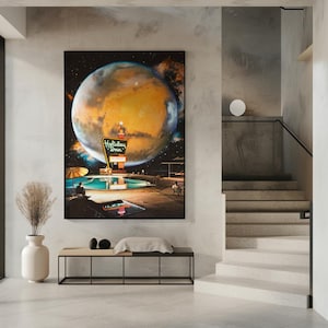 Space Hotel Art Print: Retro Futurism, Cosmic Sci-Fi Collage image 6
