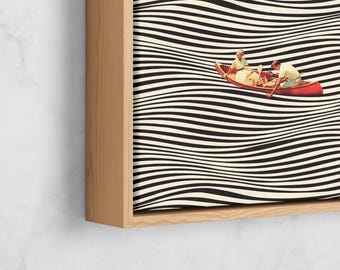 The Real Boat Trip | Canvas & Framed Canvas | Opart Collage | Vintage Illustration | Premium Art | Surrealism | Optical Illusion | Retro Art