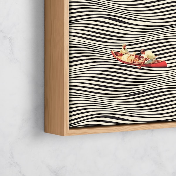 Optical Illusion Canvas Art: Vintage Boat Trip Surreal Collage