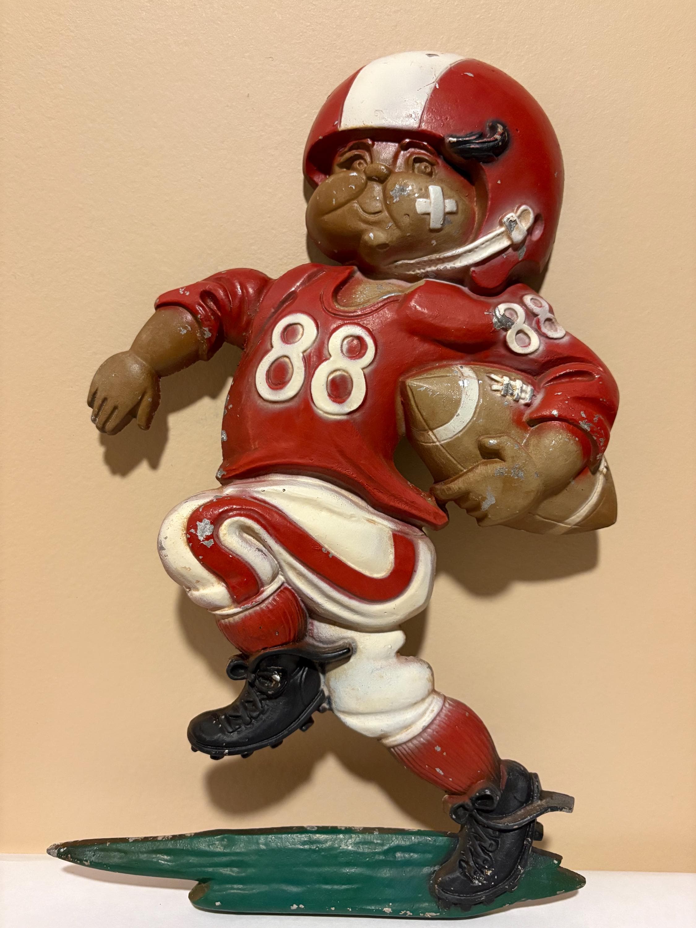 HOMCO フットボール 壁掛け 1976 USA インテリア アンティーク Vintage 1976 Homco USA Cast Iron Metal Football Player Wall