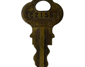 Llave de latón antigua de Chicago Lock Co. n.° C2155
