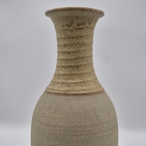 Vintage Studio Pottery Vase – 24cm Handmade Bottle Form in Neutral Glaze
