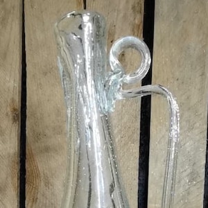 Hand blown crude vinegar/olive oil bottle with handle