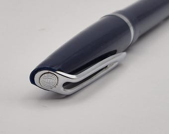 Vintage Waterman Skywriter Fountain Pen – Blue Barrel with Chrome Trim – 1950s – Medium Nib – Untested