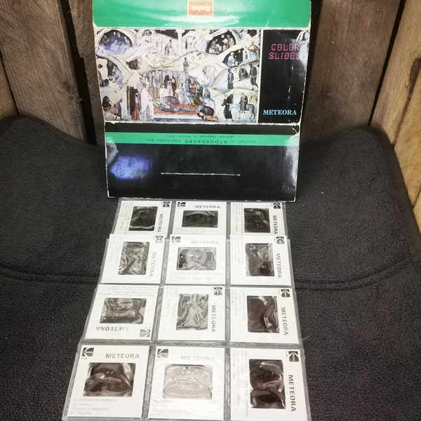 Vintage Kodak slides - a souvenir set of 12 depicting Greek scenes from churches/monasteries