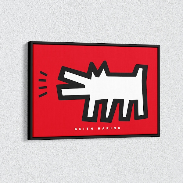 Keith Haring Dog, Keith Haring Prints, Haring Canvas, Keith Haring Artwork, Gallery Wall Art Canvas, Exhibition Wall Art, Museum Canvas