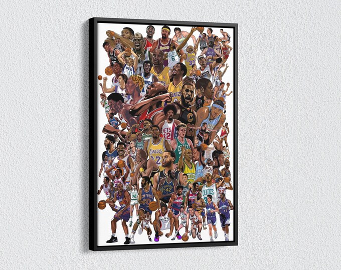 NBA Best Players Canvas, NBA Collage, NBA Gift, Basketball Team Canvas, Basketball Wall Decor, Basketball Collage Canvas Poster