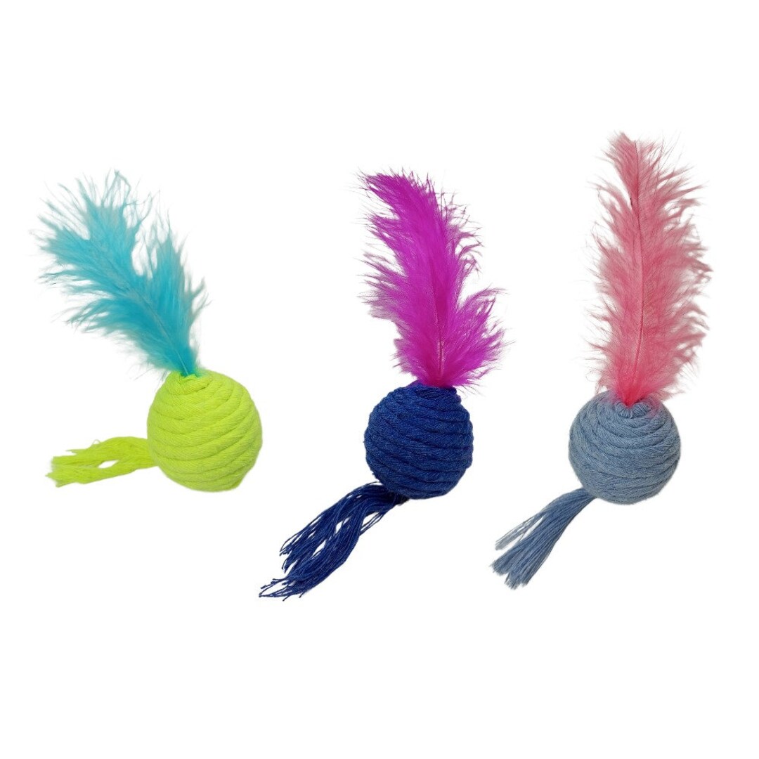 3 Feathered Cat Toys Etsy