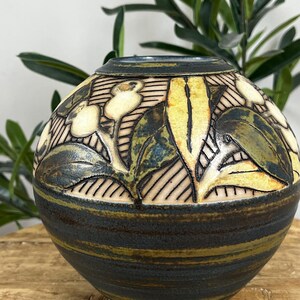 Springmount Studio Pottery Vase.  Circa 1990. Stunning, timeless piece.  Gorgeous earthy tones and tactile. Maker's mark & hard to find.