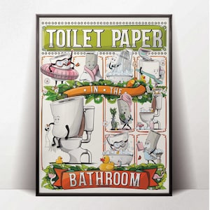 Toilet Paper in the bathroom, funny toilet humour bathroom poster