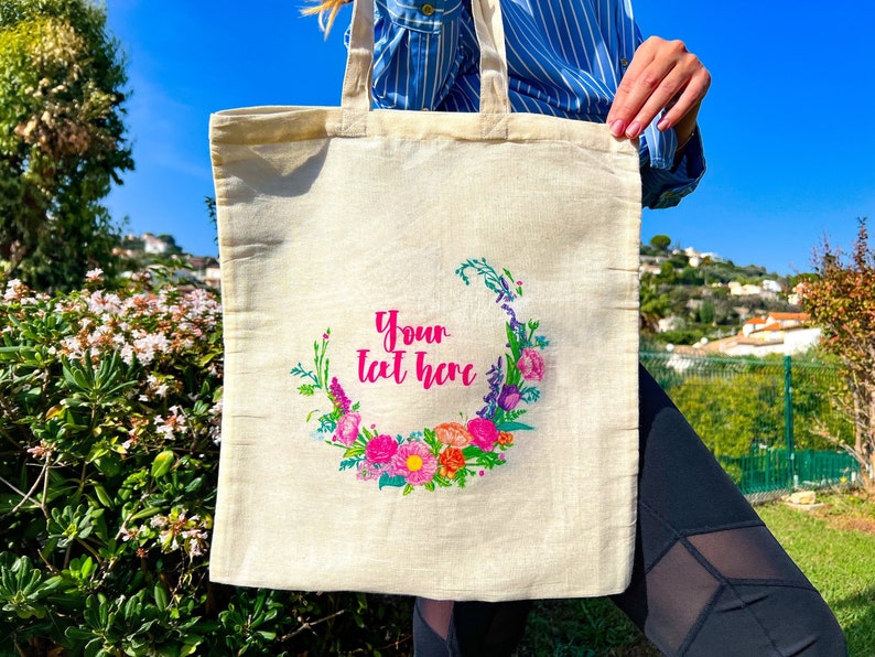 Tote Bag Personalized Shopping Bag Custom Print Design Etsy
