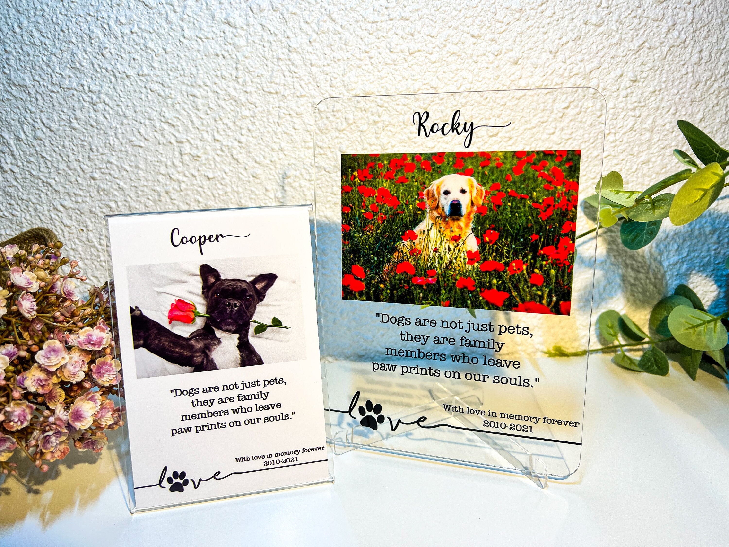 Cadre photo pour chien (kit photo et empreintes de pattes d'animal), Obtenez un souvenir durable pour animal de compagnie avec l'impression  personnalisée de votre chien en argile