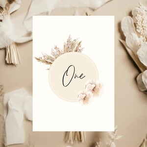 Wedding Table Numbers Printable, Table Numbers Template, Calligraphy Table Numbers, 5x7, Edit with Canva