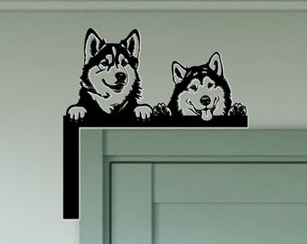 Personalized Alaskan Malamute Door Corner Sign, Alaska Dog Metal Door Topper, Dog Door Sitter, Animal Door Trim, Pet House Wall Decor