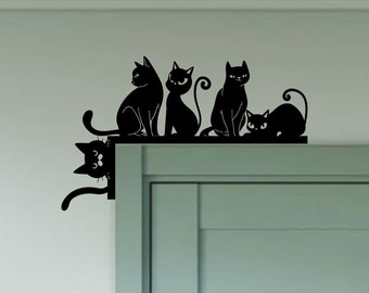 Personalized Cat Door Corner Sign, Cute Animal Metal Door Topper, Custom Wild Life Door Sitter, Cat Pet Door Trim, House Wall Decor