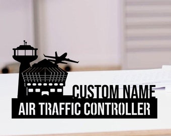 Custom Air Traffic Controller Desk Name Plate, Air Traffic Controller Metal Nameplate For Desk, Air Traffic Controller Desk, Office Decor