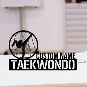 Custom Taekwondo Desk Name Plate, Taekwondo Metal Nameplate For Desk, Desk Nameplate, Office Decor, Taekwondo Desk Name Plate