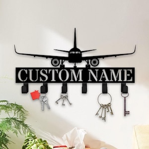 Custom Airplane Key Holder Wall Hanger, Airplane Metal Wall Hooks, Key Holder Hanging, Coat Rack, Hook Rack, Clothes Hook, Home Wall Decor