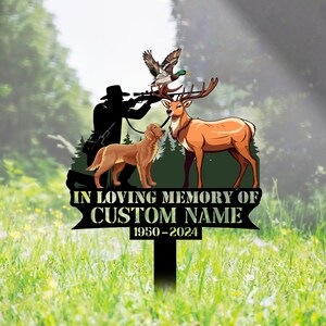 Custom Deer Hunting Memorial Stake, Deer Metal Stakes Sign, Deer Grave Marker Stake, Mountain Garden Stake Sign, Yard Stake Outdoor Decor