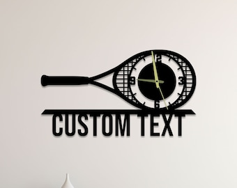 Tennis Wall Clock Unique, Tennis Racket Round Wall Clock, Tennis Oversize Wall Clock, Tennis Circle Wall Clock, Sport Metal Wall Clock