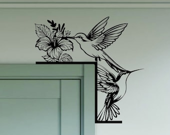 Personalized Hummingbirds Door Corner Metal Wall Art, Hummingbird Metal Sign Door Topper, Door Hanging, Bird Animal Bedroom Door Decoration