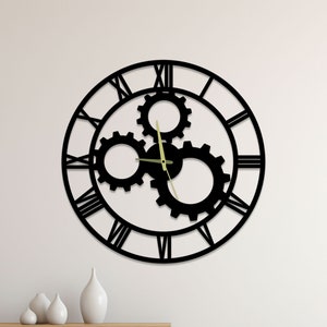 Industrial Gear Wall Clock Unique, Gear Round Wall Clock, Gear Oversize Wall Clock, Custom Gear Circle Wall Clock, Metal Wall Clock