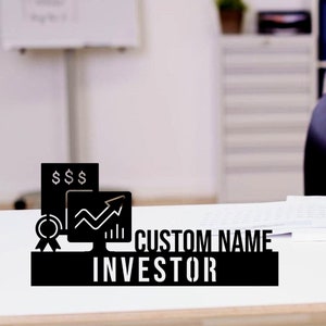 Custom Investor Desk Name Plate, Investor Metal Nameplate For Desk, Desk Nameplate, Investor Office Decor, Investor Metal Name Plate