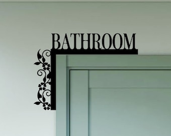 Letrero personalizado para la esquina de la puerta del baño, adorno metálico para la puerta del baño, adorno personalizado para la puerta del baño, moldura para la puerta del baño, decoración de pared para el hogar