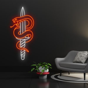 Sword with snake Led Sign, Sword with snake Neon Sign, Wall Decor, Neon Sign, Custom Neon Sign, Game Led Sign, Best Gifts, Eye-catching neon
